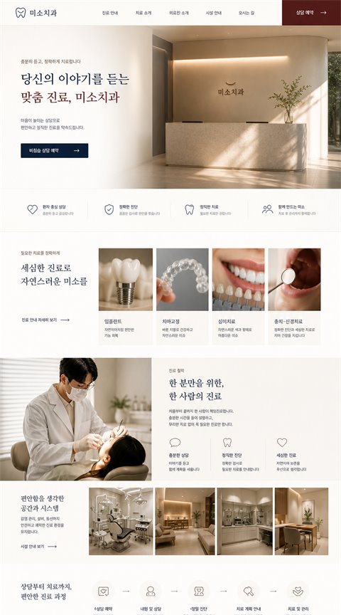원안 A의 명료함과 B의 고급감을 조합한 미소치과 D안