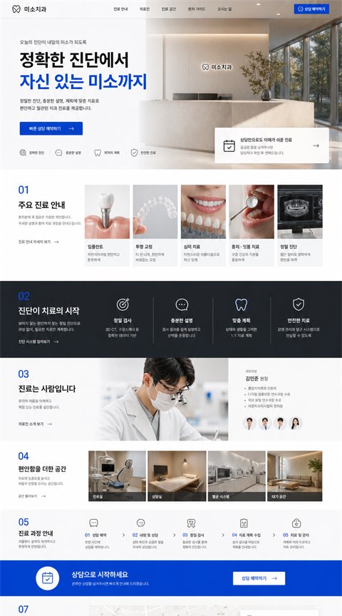 원안 B의 편집감과 C의 정보 구조를 조합한 미소치과 E안